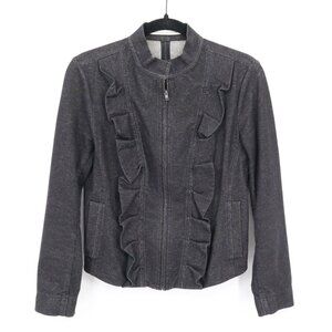 Diane Von Furstenberg Denim Full‎ Zip Jacket Womens S Gray Feminine Classic Moto